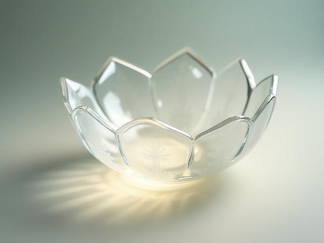 연꽃 디자인의 유리 볼